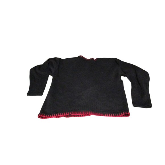 Vintage Victoria Jones Christmas Sweater Med Black Stocking Holly Applique GUC - Picture 4 of 9
